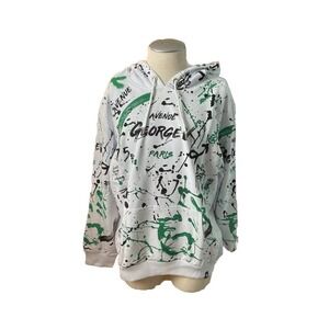 George V Paris Mens White Splatter Hoodie Sweater Pullover Gv-2419 5XL